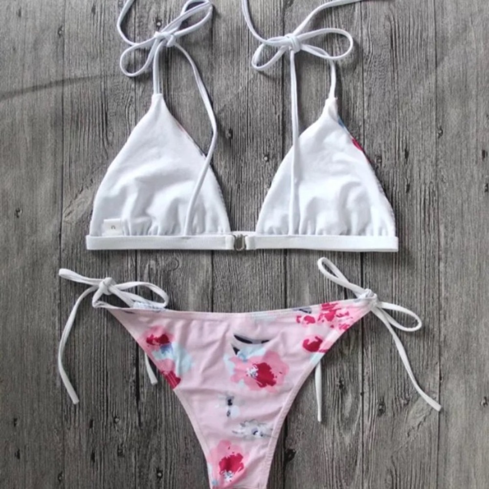 SWEET WHITE/PLAID/FLORAL BIKINI - Picture 3 of 4